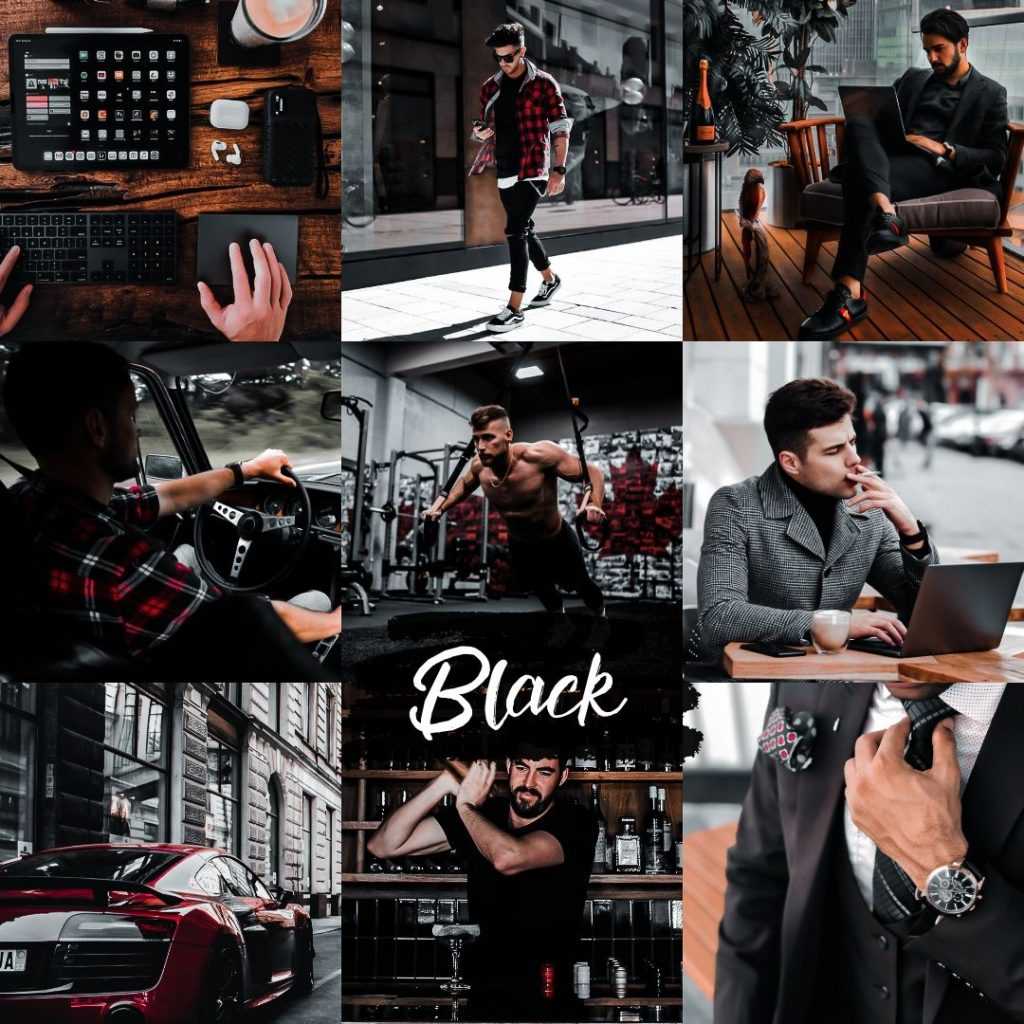 preset black - męski czarny ciemny filtr lightroom